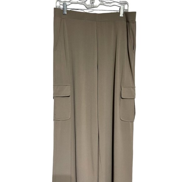 Lisa Rinna Women's Relaxed Fit Wide Leg Flowy Timeless Pants Brown Size M - Picture 2 of 5